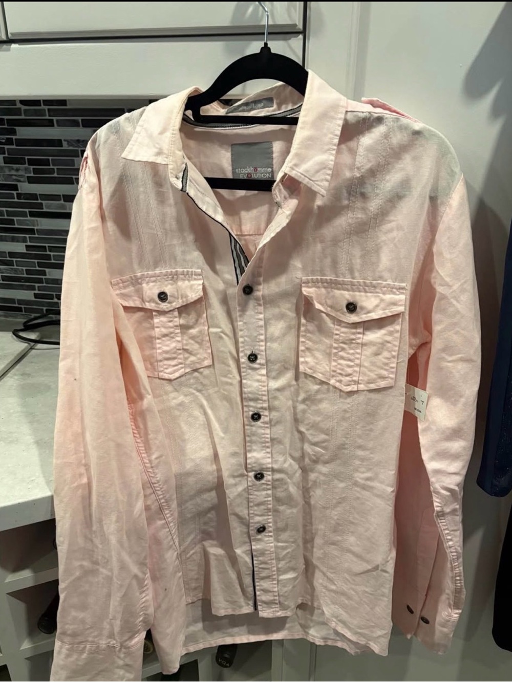 Washable Linen Pink Button-Up Shirt - Casual Long Sleeve